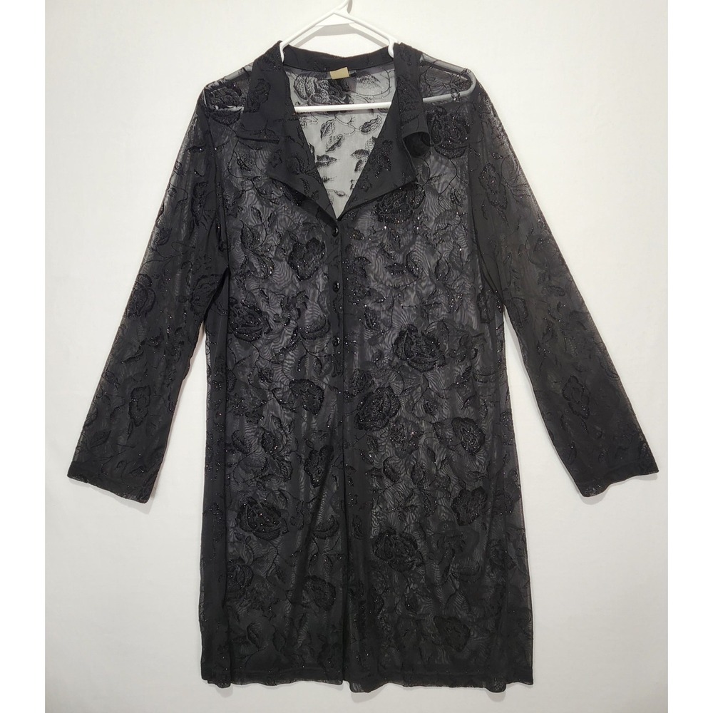 Teddi Evening Women's Elegant Classy Sparkly Black Button-Up Dress Size 14